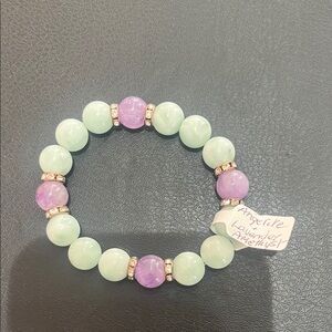 Lavender and Green Beaded Bracelet